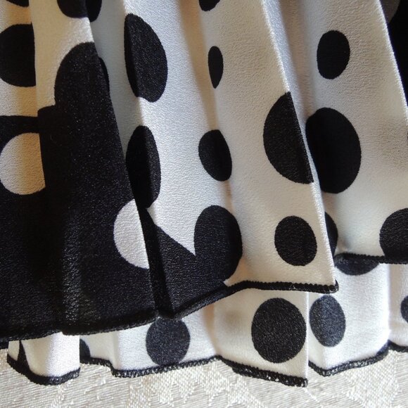 Tahari Black & White Pleated Polka Dot Skirt S - Picture 6 of 8